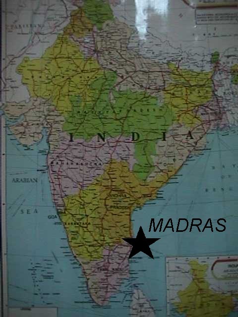 MAP OF INDIA SHOWING MADRAS LOCATION